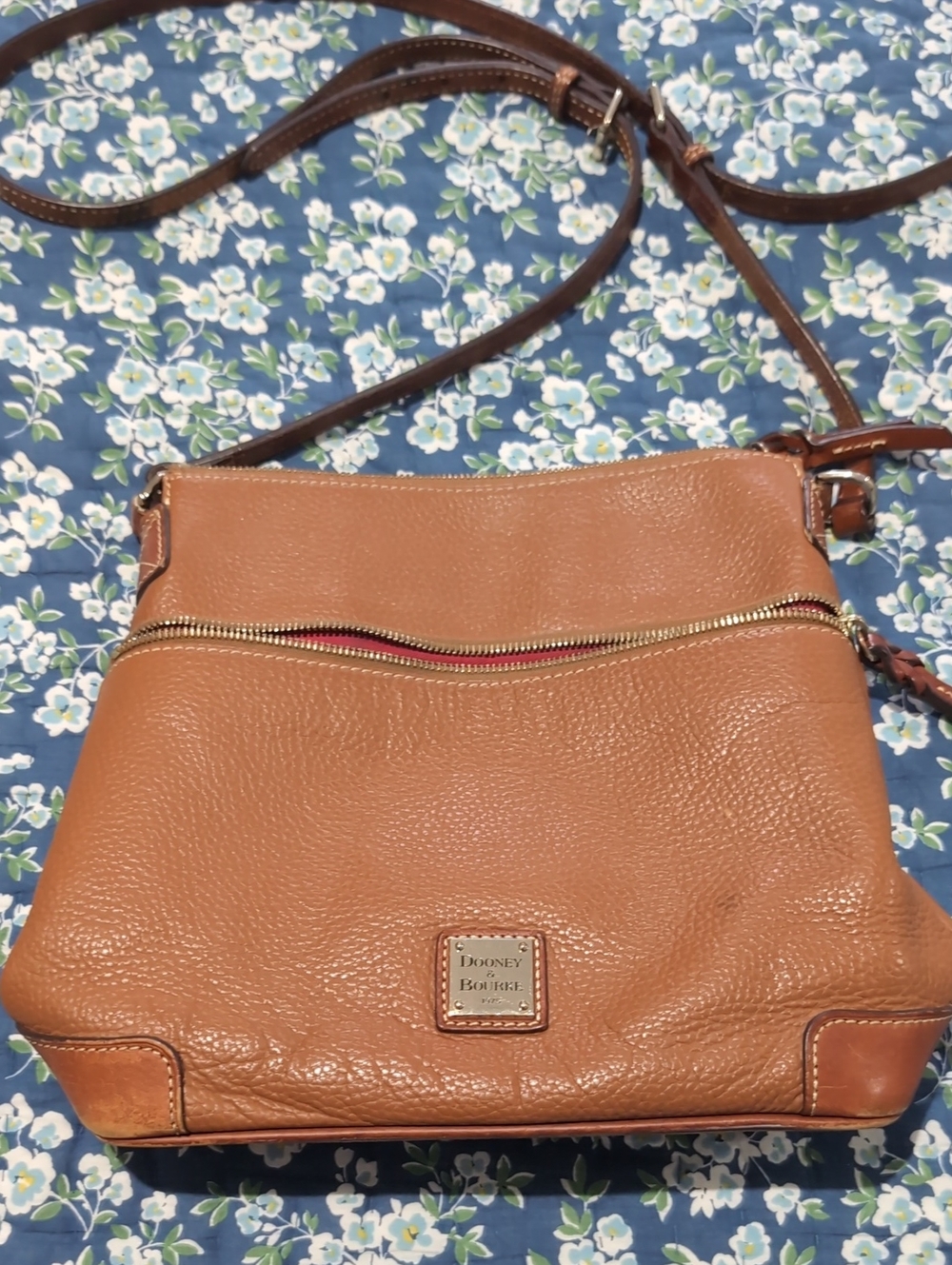 Dooney & Bourke Brown Pebbled Leather Crossbody Bag